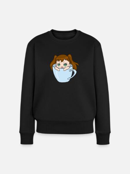Süßes Chibi Mädchen - Frauen Premium Bio Pullover - Schwarz