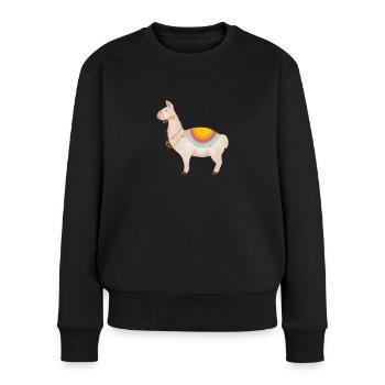 Lama coloré - Pull Premium bio Femme - noir - Devant - Julia (174cm)