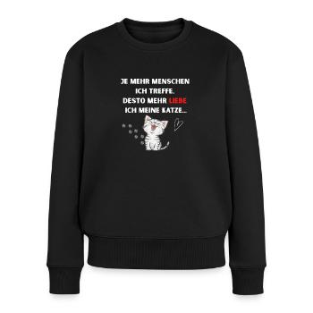 Lustiges Katzendesign für jeden Tierliebhaber! - Frauen Premium Bio Pullover - Schwarz - Vorne - Julia (174cm)