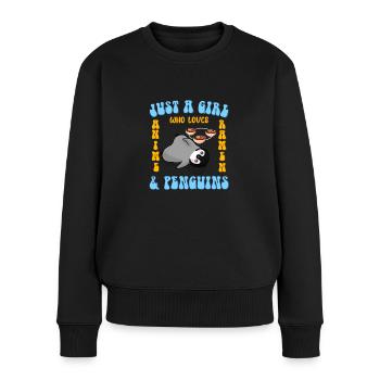 Nur ein Mädchen was Anime Ramen und Pinguine liebt - Frauen Premium Bio Pullover - Schwarz - Vorne - Julia (174cm)