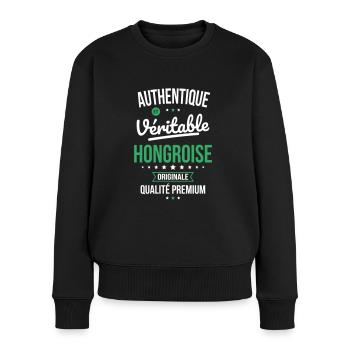 Authentique et véritable Hongroise - Originale - Pull Premium bio Femme - noir - Devant - Julia (174cm)