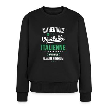 Authentique et véritable Italienne - Originale - Pull Premium bio Femme - noir - Devant - Julia (174cm)