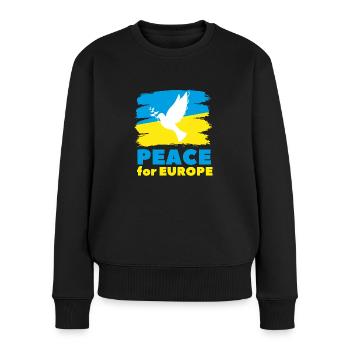 Peace for Europe Taube Ukraine Frieden мир Krieg - Frauen Premium Bio Pullover - Schwarz - Vorne - Julia (174cm)
