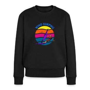 Windsurfing-Surfer-Sommer-Wassersport - Frauen Premium Bio Pullover - Schwarz - Vorne - Julia (174cm)