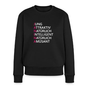 Janina Name Geschenk - Frauen Premium Bio Pullover - Schwarz - Vorne - Julia (174cm)