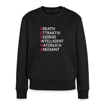 Karina Name Geschenk - Frauen Premium Bio Pullover - Schwarz - Vorne - Julia (174cm)