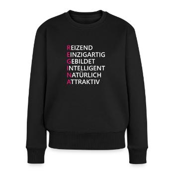 Regina Name Geschenk - Frauen Premium Bio Pullover - Schwarz - Vorne - Julia (174cm)