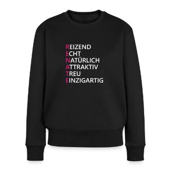 Renate Name Geschenk - Frauen Premium Bio Pullover - Schwarz - Vorne - Julia (174cm)