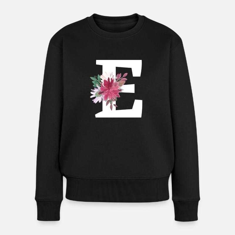 Lettre e floral - Pull Premium bio Femme - noir