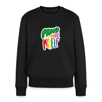 Proud to be myself - weiss - Frauen Premium Bio Pullover - Schwarz - Vorne - Julia (174cm)