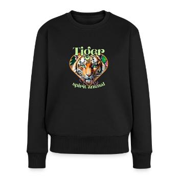 Der Tiger ist mein Seelentier. - Frauen Premium Bio Pullover - Schwarz - Vorne - Julia (174cm)