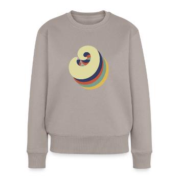 Buchstabe o retro - Frauen Premium Bio Pullover - Taupe - Vorne - Julia (174cm)