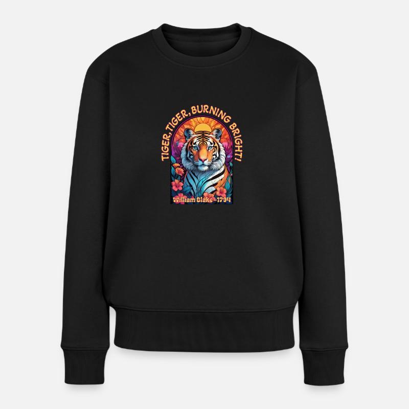 Tiger, Tiger, Burning Bright! - Frauen Premium Bio Pullover - Schwarz