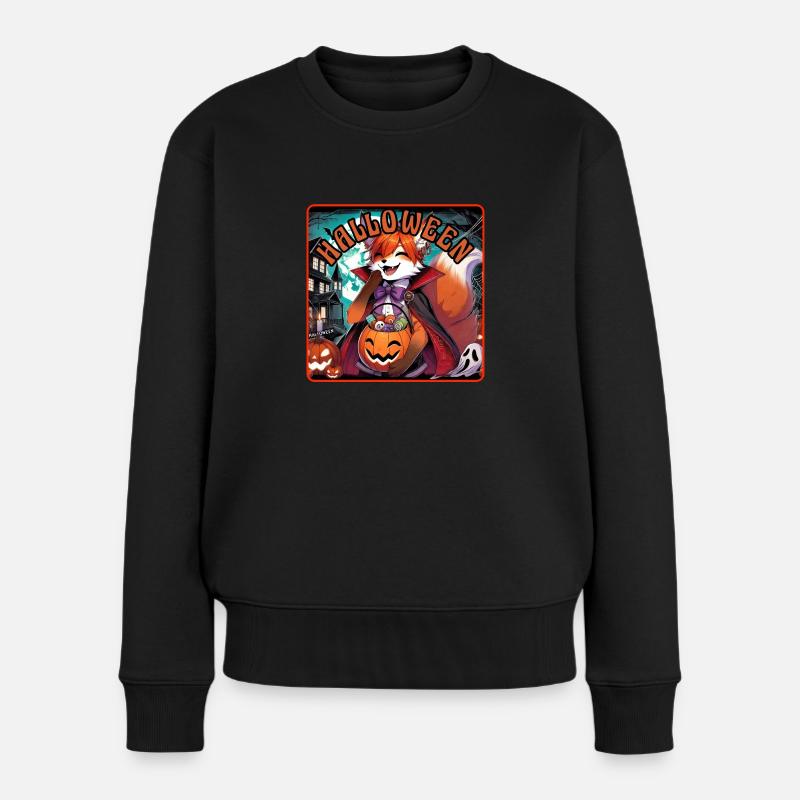 Fukiyo Halloween - Frauen Premium Bio Pullover - Schwarz