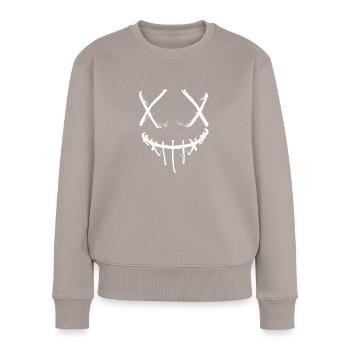Horror Halloween Gesicht Maske Purge Optik - Frauen Premium Bio Pullover - Taupe - Vorne - Julia (174cm)