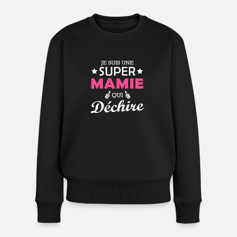 je suis une super mamie qui déchire - Pull Premium bio Femme - noir
