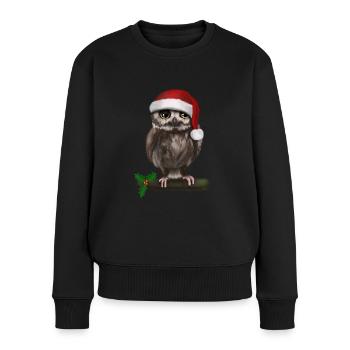 Christmas Owl - Bored - Women's Premium Organic Jumper - black - Front - Julia (174cm)