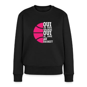 Oui je suis grande ou je joue au basket - Pull Premium bio Femme - noir - Devant - Julia (174cm)