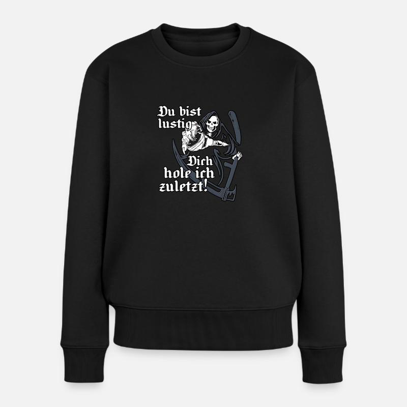 Sensenmann Lustig Lustig - Frauen Premium Bio Pullover - Schwarz