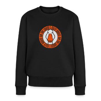 goose on the loose - Frauen Premium Bio Pullover - Schwarz - Vorne - Julia (174cm)