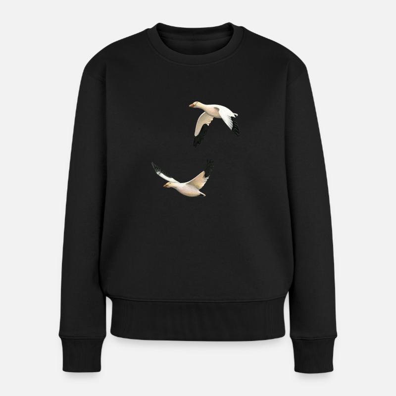Schneegänse - Frauen Premium Bio Pullover - Schwarz