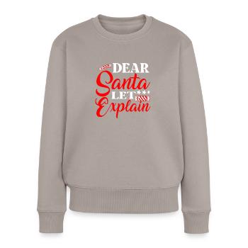 Cher Père Noël, laissez-moi vous expliquer - Pull Premium bio Femme - taupe - Devant - Julia (174cm)