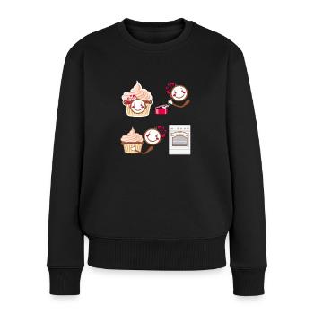Drôle de cuisinier souriant et cupcake - Pull Premium bio Femme - noir - Devant - Julia (174cm)