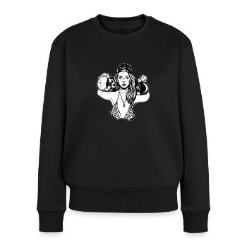 Skatergirl // Illustration - Pull Premium bio Femme - noir - Devant - Julia (174cm)