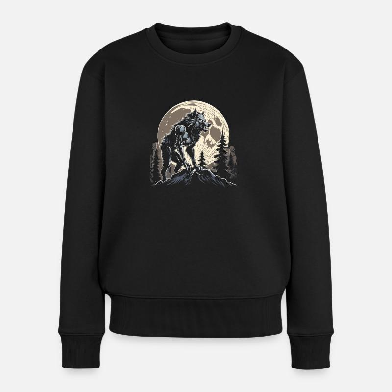 Werwolf - Frauen Premium Bio Pullover - Schwarz