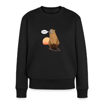 Capybara - Frauen Premium Bio Pullover - Schwarz - Vorne - Julia (174cm)