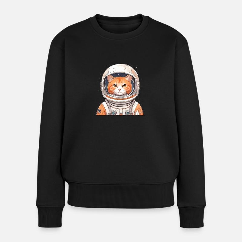Astronauten-Katze - Frauen Premium Bio Pullover - Schwarz