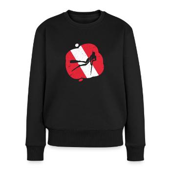 Rouge Blanc Plongée Drapeau Harpon Chasse Plongeur - Pull Premium bio Femme - noir - Devant - Julia (174cm)