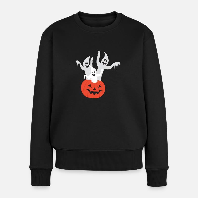 3 Geister in einem Kürbis - Frauen Premium Bio Pullover - Schwarz