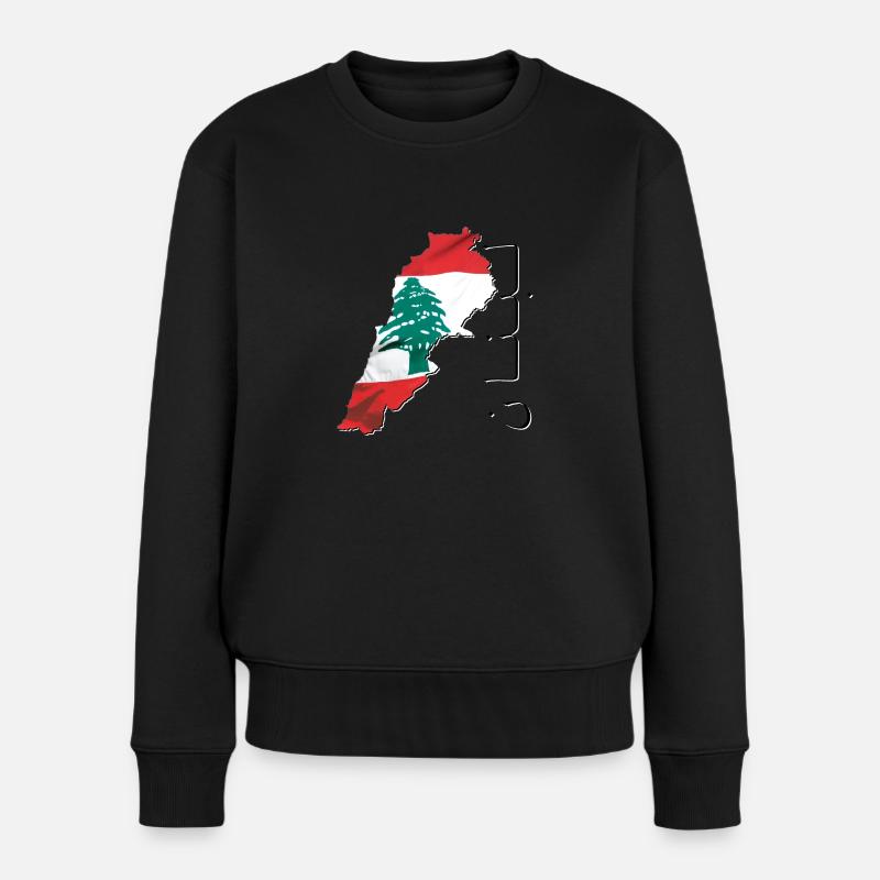 Libanon Flagge in der Libanon Landkarte LB - Frauen Premium Bio Pullover - Schwarz