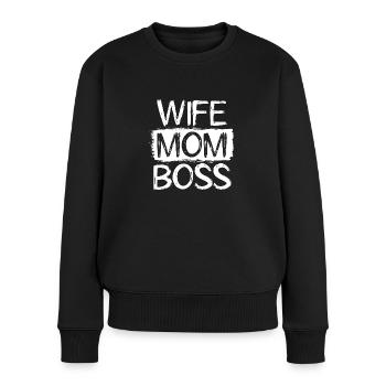 Femme Maman Patronne - Pull Premium bio Femme - noir - Devant - Julia (174cm)