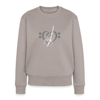 Cœur de clés basses avec contrebasse - Pull Premium bio Femme - taupe - Devant - Julia (174cm)