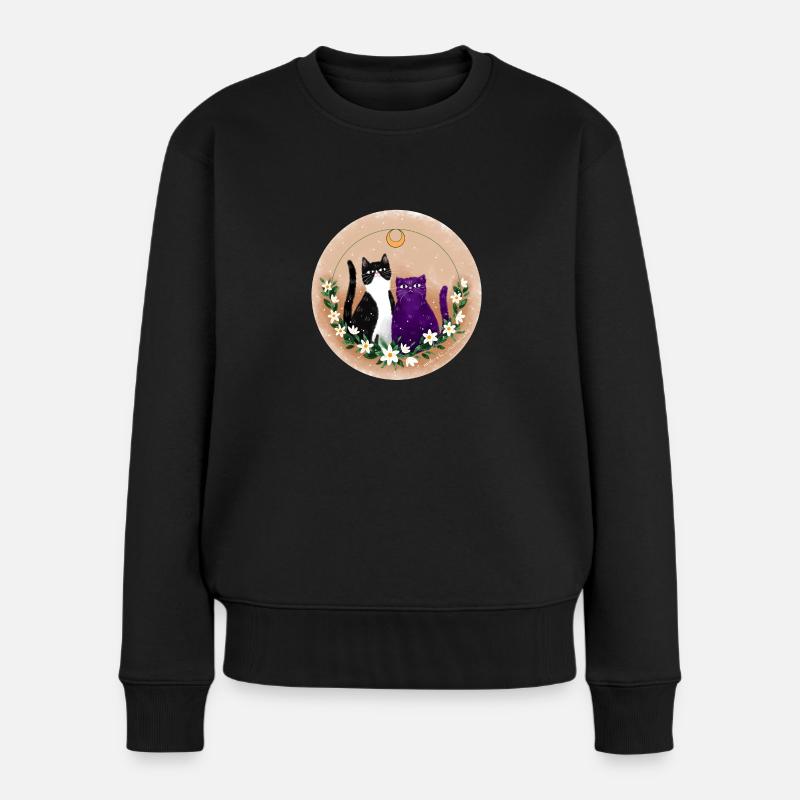 Deux chats - Pull Premium bio Femme - noir