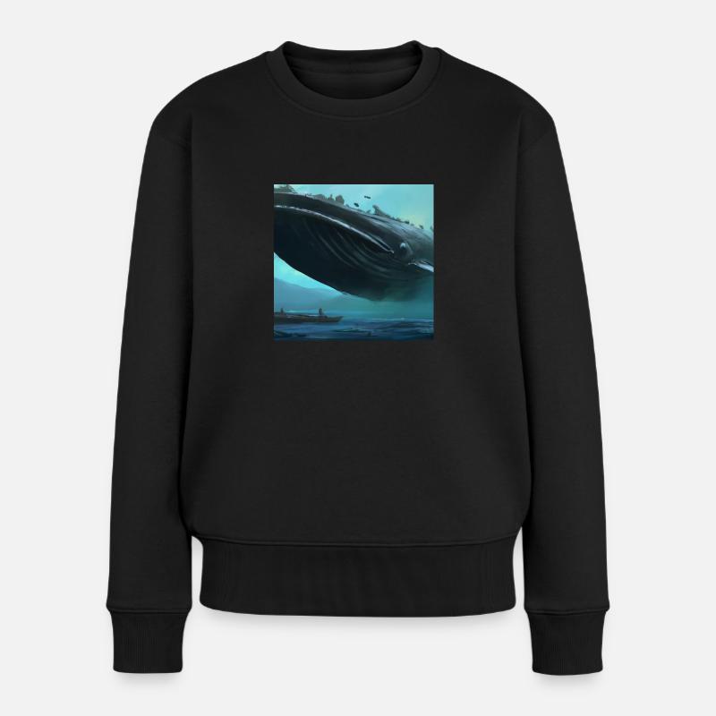 Baleine flottant dans le ciel - Pull Premium bio Femme - noir