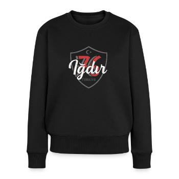 Iğdır - Frauen Premium Bio Pullover - Schwarz - Vorne - Julia (174cm)