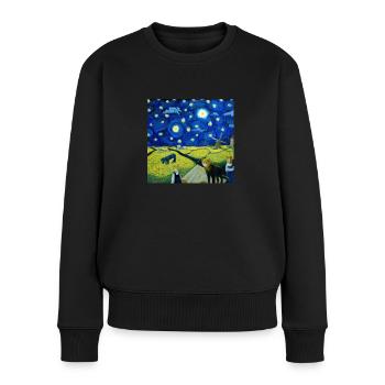 Cats in the "starry night" - Women's Premium Organic Jumper - black - Front - Julia (174cm)