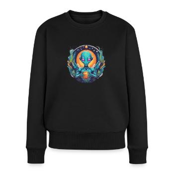 Außerirdischer - Frauen Premium Bio Pullover - Schwarz - Vorne - Julia (174cm)
