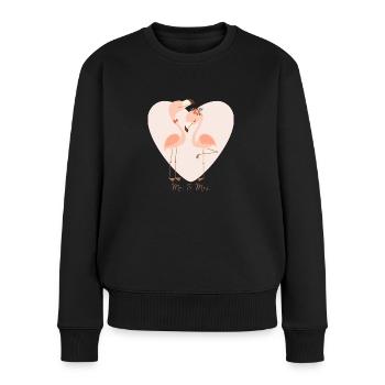 Mr. and Mrs. Flamingos Hochzeit Ehe - Frauen Premium Bio Pullover - Schwarz - Vorne - Julia (174cm)
