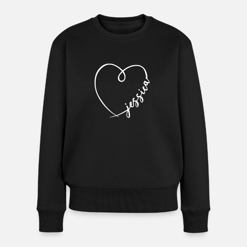 Jessica Name Kalligrafie Herz - Frauen Premium Bio Pullover - Schwarz