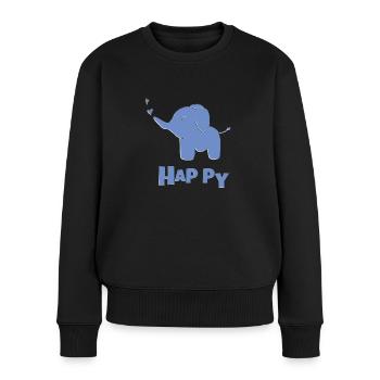 elefant happy - Frauen Premium Bio Pullover - Schwarz - Vorne - Julia (174cm)