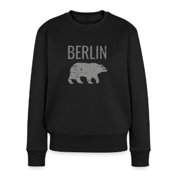 Berlin mit dem Bären Bär wie Berlin Spruch - Frauen Premium Bio Pullover - Schwarz - Vorne - Julia (174cm)