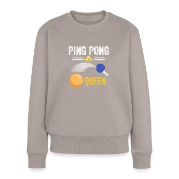reine du ping-pong - ping pong queen - Pull Premium bio Femme - taupe - Devant - Julia (174cm)