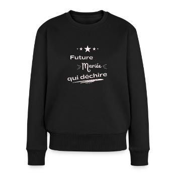 Cadeau EVJF Future mariée - Pull Premium bio Femme - noir - Devant - Julia (174cm)