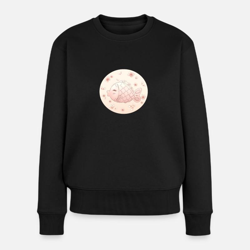 Sakura Fish - Frauen Premium Bio Pullover - Schwarz