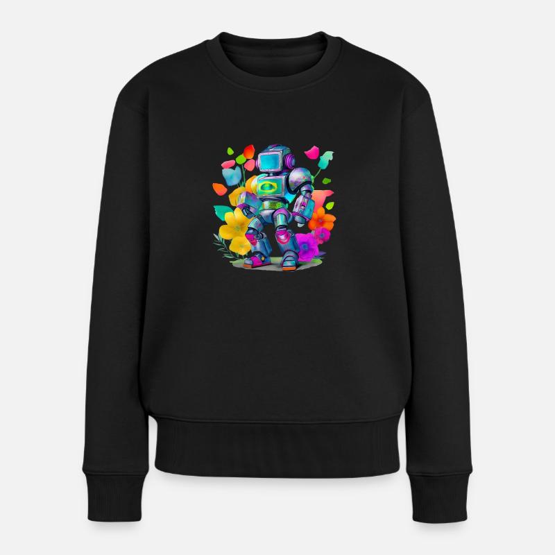 Robot - Frauen Premium Bio Pullover - Schwarz