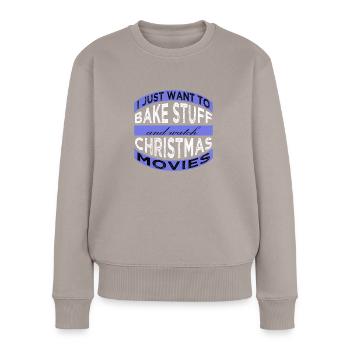 comic dino under the tree sayings baker appeal - Frauen Premium Bio Pullover - Taupe - Vorne - Julia (174cm)